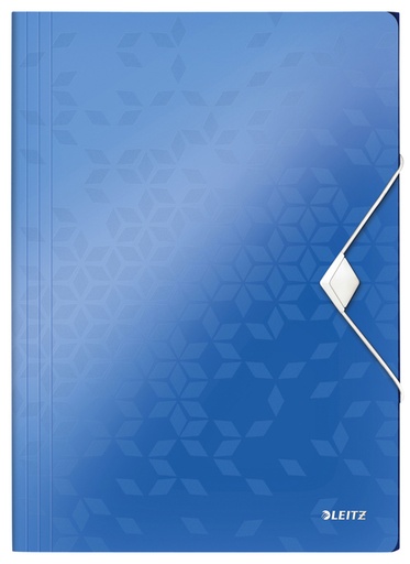 [502896] Elastomap Leitz WOW A4 3 kleppen PP blauw