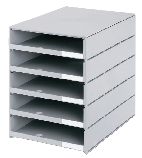 Module de classement Styroval 5 tiroirs ouverts gris
