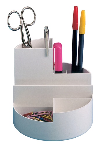 [370020] Organiseur MAULrundbox 7 compartiments Ø140x125mm blanc