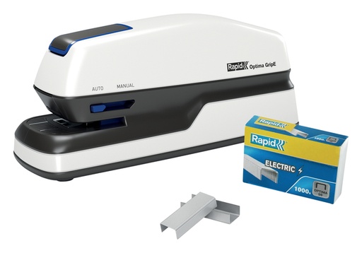 [303005] Nietmachine elektrisch Rapid Optima Grip 20vel zilver/zwart