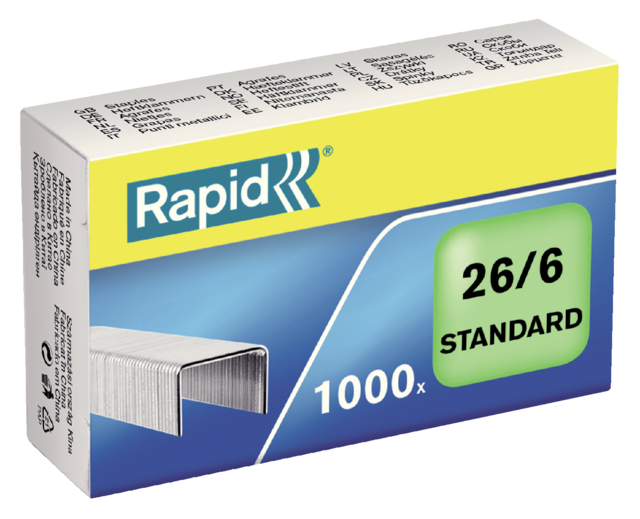 Agrafes Rapid 26/6 galvanisé standard 1000 pcs