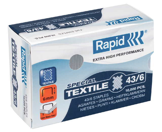 Agrafes Rapid 43/6 textile galvanisé strong 10000 pcs