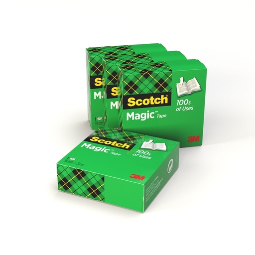 [801348] Ruban adhésif invisible Scotch Magic 810 19mmx33m 4 rouleaux transparent mat