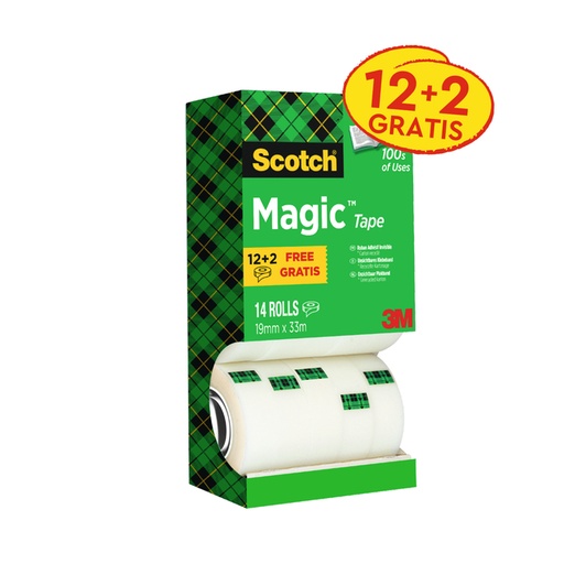 [801343] Ruban adhésif Scotch Magic 810 33mx19mm invisible mat 12+2 gratuits