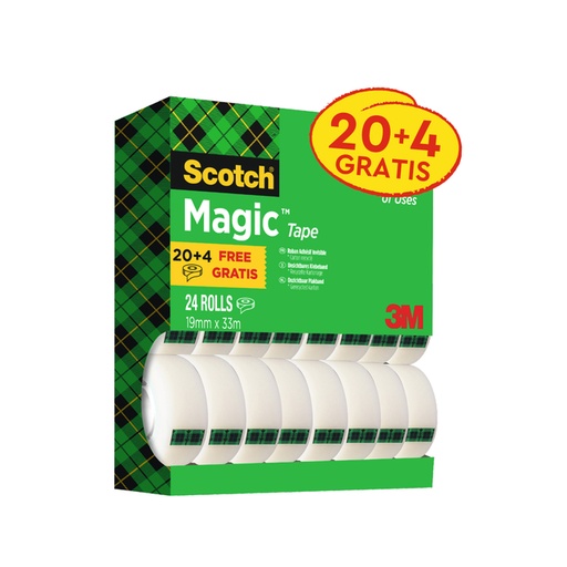 [801351] Ruban Scotch Magic 810 33mx19mm invisible mat 20+4 gratuits