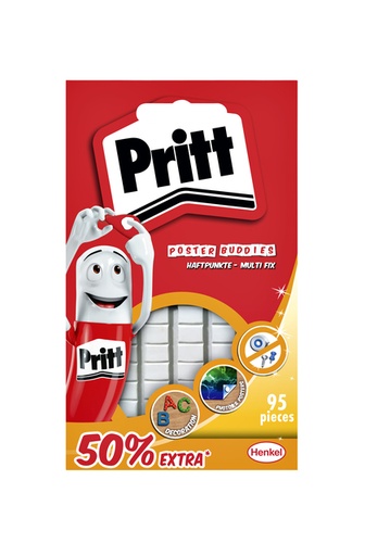 [836296] Pastille à fixer double face Pritt Poster buddies blister 95 pièces 50% gratuit