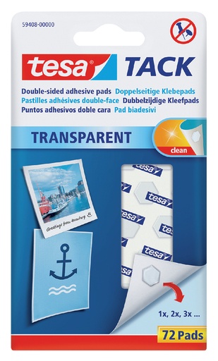 [836319] Kleefpads tesa® TACK dubbelzijdig transparant 72 stuks