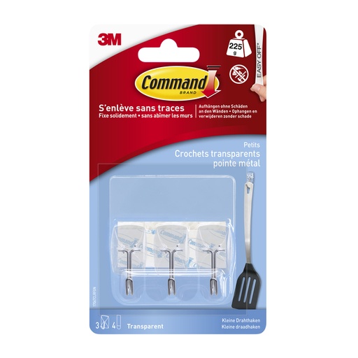 [836359] Keukenhaak Command kunststof transparant incl bevestigingsstrip