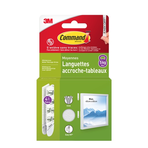 [836342] Languette auto-agrippante Command moyen 5,4kg blanc