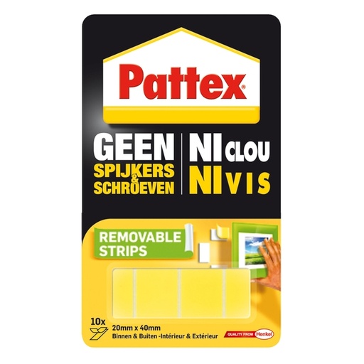 [802033] Supermontagestrip Pattex 2kg verwijderbaar 10 stuks