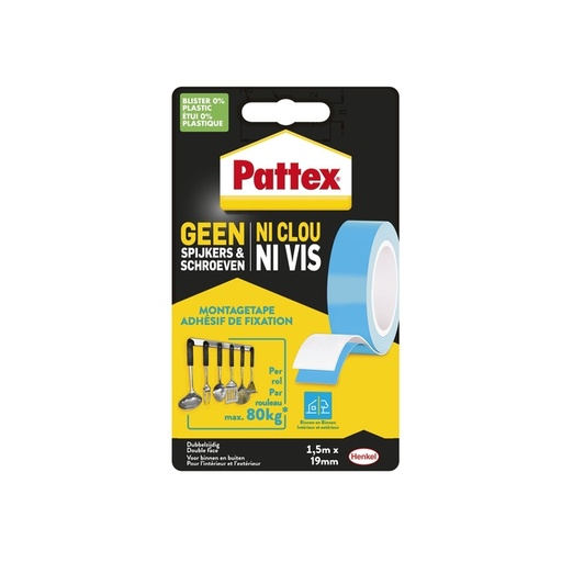 [836246] Plakband Pattex Super montage 20kg dubbbelzijdig voor binnen