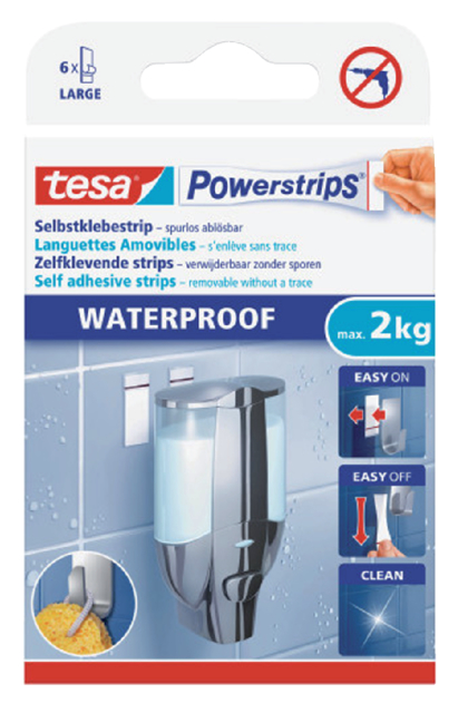 Languette adhésive Powerstrips® waterproof LARGE double face 2kg