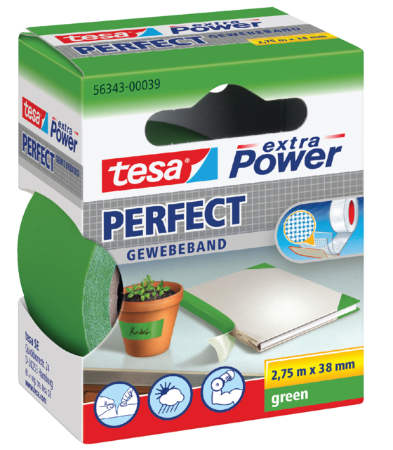 Toile adhésive tesa® extra Power Perfect 2,75mx38mm vert