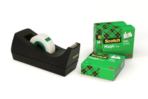 [801345] Dévidoir Scotch C8 noir + 4 rouleaux Magic 33mx19mm