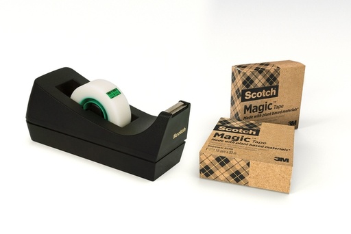 [801150] Plakbandhouder Scotch C38 recycled zwart + 3rol magic tape 900 19mmx33m
