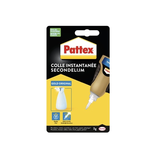 [836237] Secondelijm Pattex Gold original tube 3gram op blister