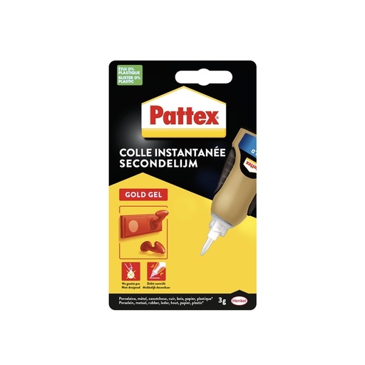 [836240] Colle seconde Pattex Gold Gel tube 3g blister
