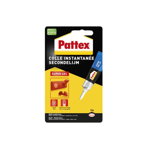 [836236] Colle seconde Pattex Super Gel tube 3g blister