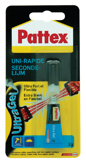 Colle seconde Pattex Ultra Gel tube 3g blister