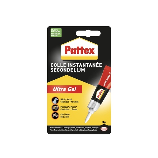 [836232] Colle seconde Pattex Ultra Gel tube 3g blister