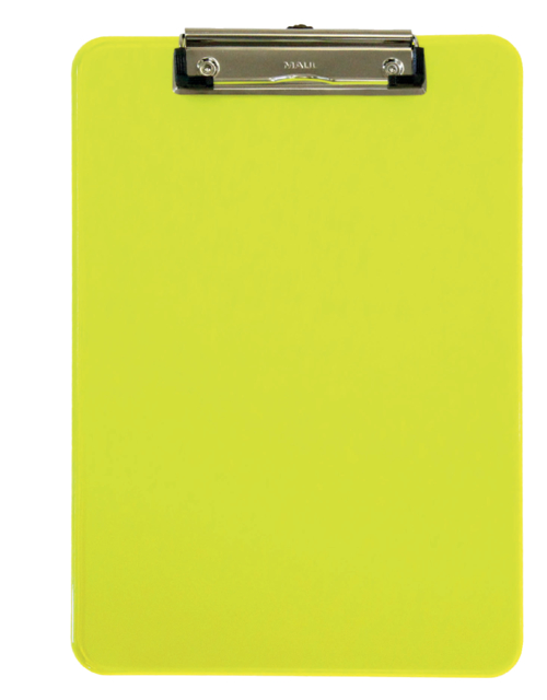 Porte-bloc MAUL A4 portrait transparent néon jaune
