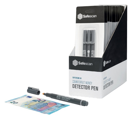 [392733] Valsgeld detectiepen Safescan 30 grijs blister à 3 stuks