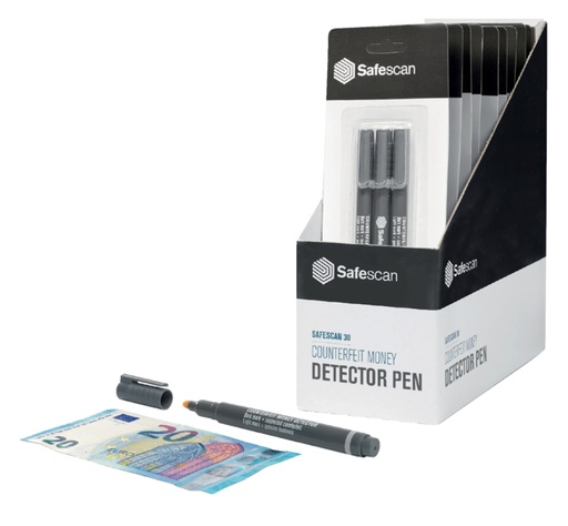 [392733] Valsgeld detectiepen Safescan 30 grijs blister à 3 stuks