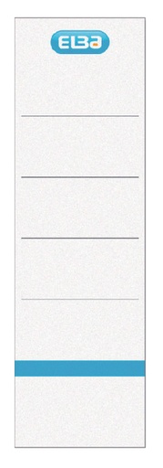 [504138] Etiquette dorsale Elba Large 59x190mm adhésive blanc/bleu 10 pièces