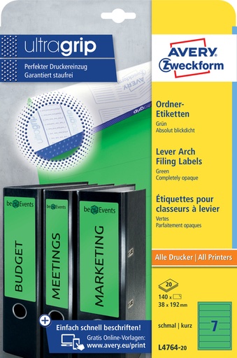 [811061] Rugetiket Avery smal 38x192mm zelfklevend groen