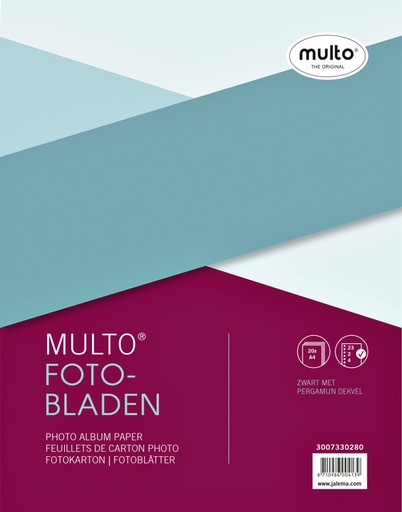 [273065] Feuilles photo Multo A4 23 anneaux + couverture noir 20 feuilles
