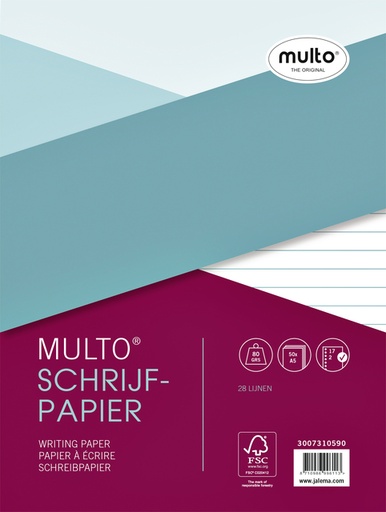 [273340] Intérieur Multo A5 17 perforations ligné 80g 50 feuilles