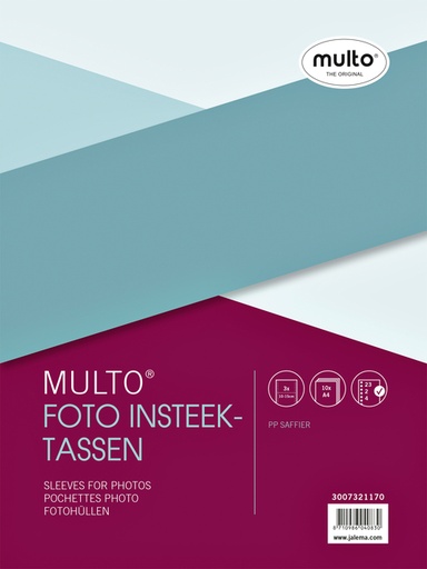 [273068] Fototas Multo A4 23-gaats 3-vaks 10x15cm + schrijfstrook PP transparant 10 stuks