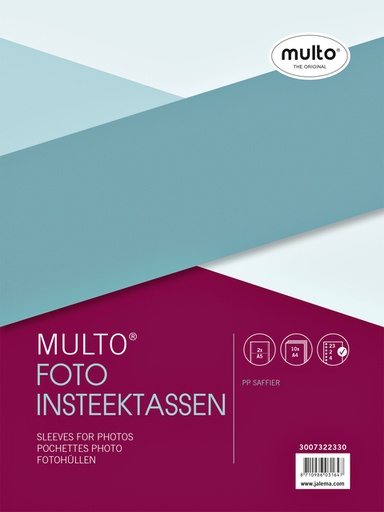 [276142] Pochette photo Multo A4 23 perforations 2 compartiments 148x210mm PP mat 10 pièces