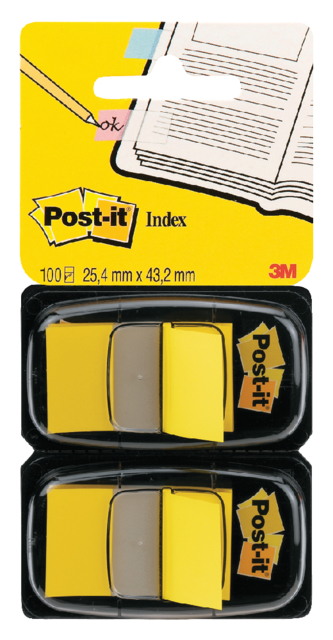 Indextabs 3M Post-it 680 25.4x43.2mm duopack geel