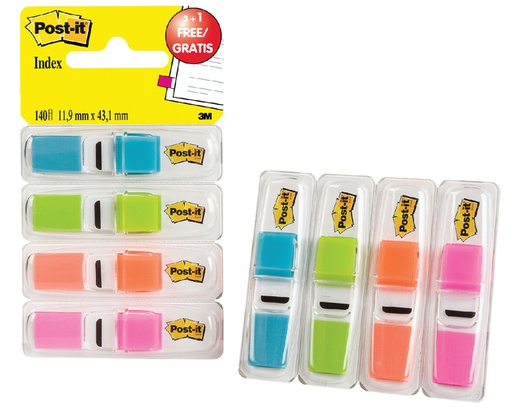 [213220] Marque-page Post-it 6834 11,9x43,1mm 3+1 gratuit assorti 35pcs par distributeur
