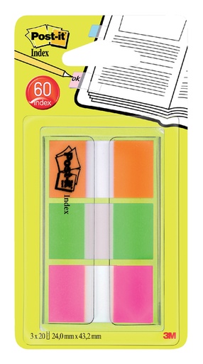 [213234] Marque-pages Post-it 680 24x43,2mm assorti 60 pièces