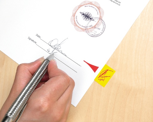 [392633] Marque-pages Post-it 68031 25,4x43,2mm Signez ici' jaune