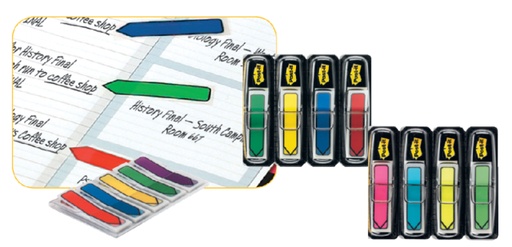 [392629] Marque-pages Post-it 684 11,9x43,1mm flèche assorti 96 pièces