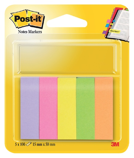 [213221] Marque-pages Post-it 670 15x50mm papier assorti 5x 100 feuilles