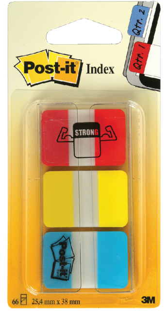 Marque-pages 3M Post-it 686RYB strong rouge/jaune/bleu