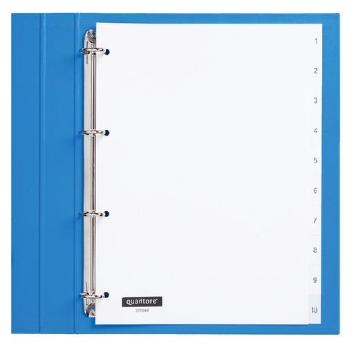 [270560] Intercalaire Quantore 4 perforations numéro 1-10 PP blanc
