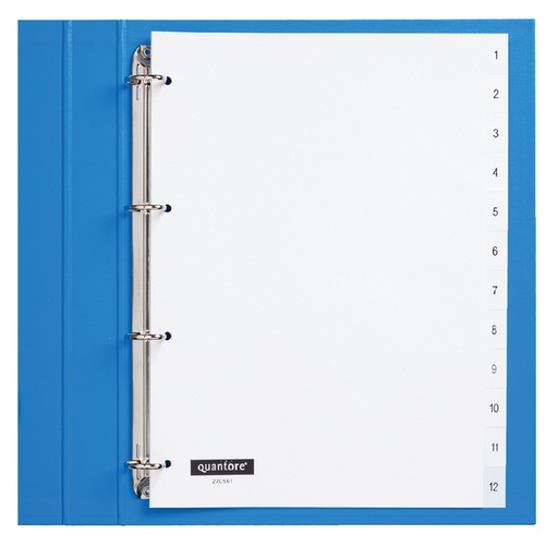 [270561] Intercalaires Quantore 4 perf numéro 1-12 blanc PP