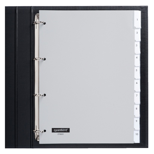 [270531] Intercalaire Quantore 4 perforations 10 onglets+fenêtre PP gris