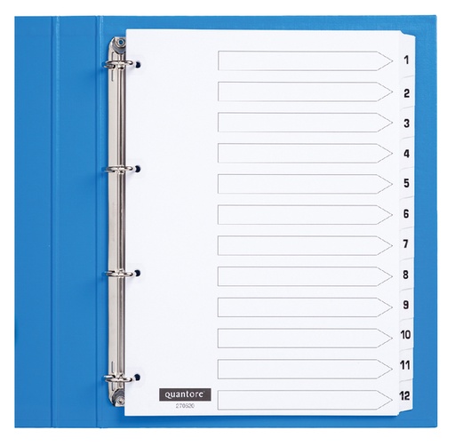 [270520] Intercalaire Quantore 4 perforations numéro 1-12 carton blanc