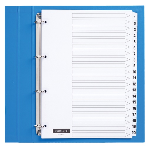 [270522] Intercalaire Quantore 4 perforations numéro 1-20 carton blanc