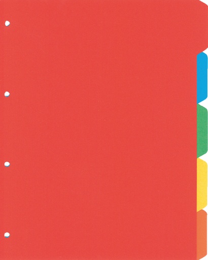 [270665] Intercalaire Kangaro PE405 A4 4 perforations 5 onglets carton assorti