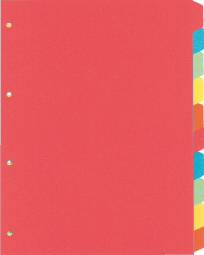 [270668] Intercalaire Kangaro PE410 A4 4 perforations 10 onglets carton assorti