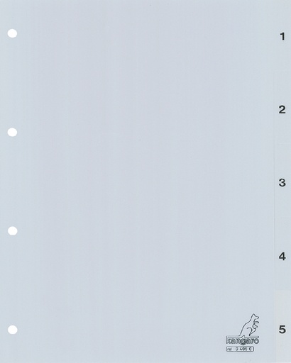 [270652] Intercalaire Kangaro G405C A4 4 perforations numéro 1-5 PP gris