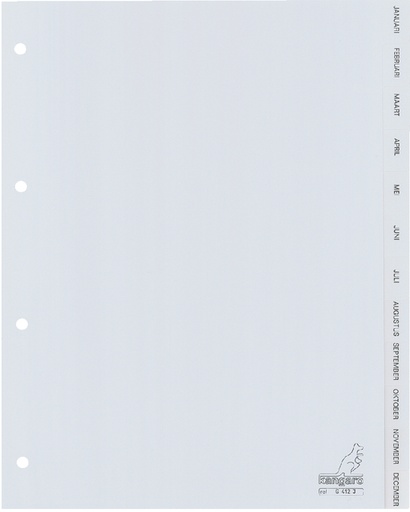 [272154] Intercalaires Kangaro 4 perf G412J 12 onglets mois PP gris