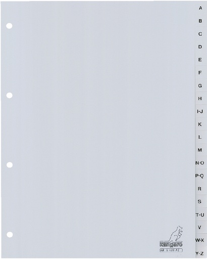 [271350] Intercalaire Kangaro G420AZ A4 4 perforations 20 onglets A-Z PP gris